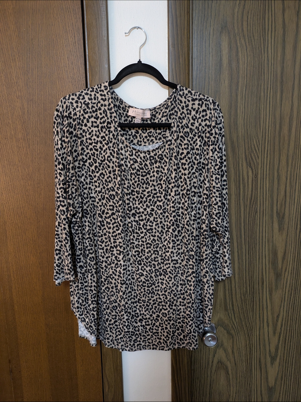 Philosophy Women's Leopard Print 3/4 Sleeve Top - Taupe/Black